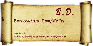 Benkovits Damján névjegykártya
